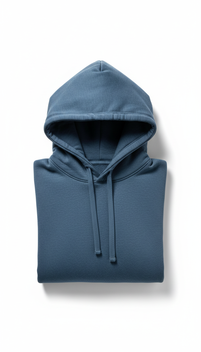 Steel Blue Cotton Hoodie