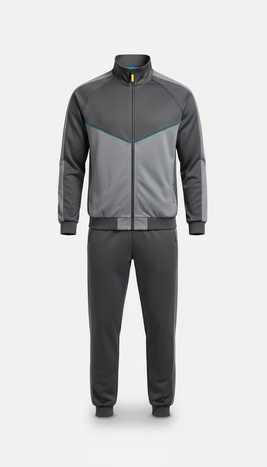Shadow Grey Colorblocked Poly-Cotton Tracksuit